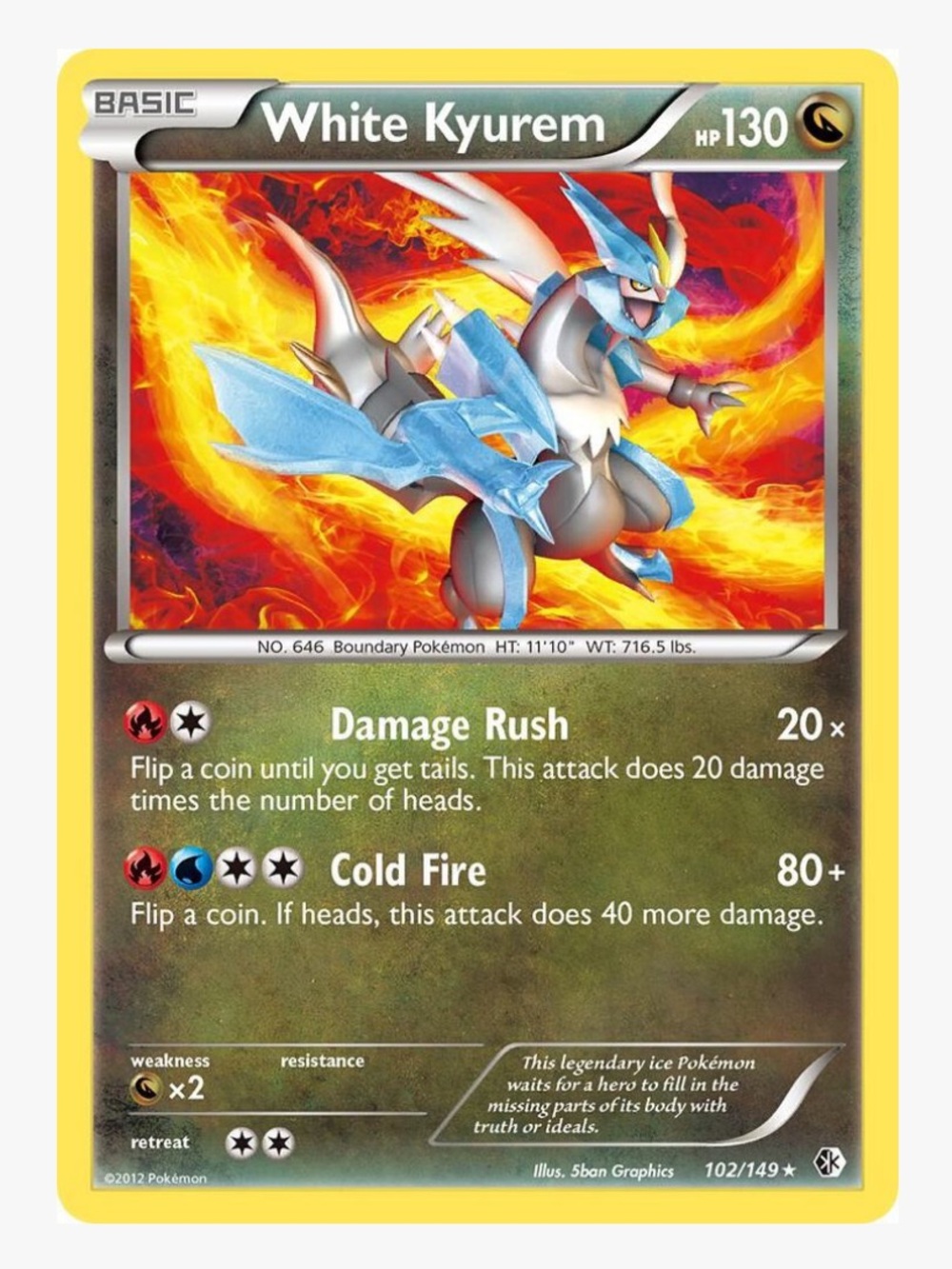 White Kyurem Boundaries Crossed Pokemon Trading Card